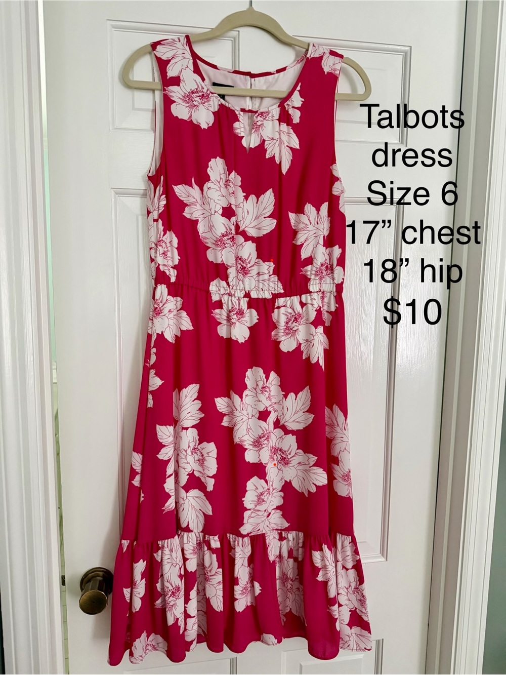 Talbots Women’s Floral Tank Dress in Hot Pink and White